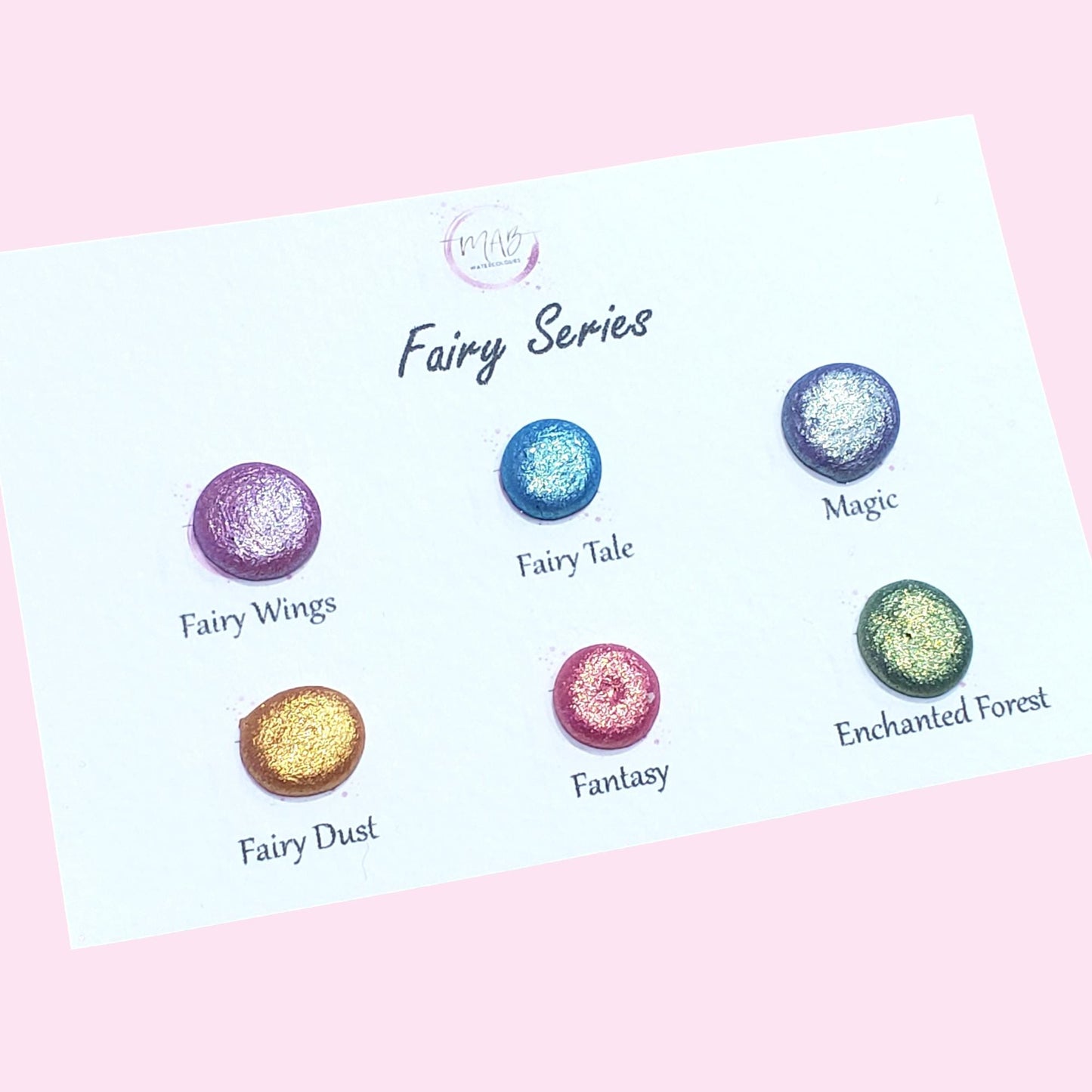 Fairy Series Handmade Chameleon Watercoulor Paint Dot Card - Set of 6 Colours - Sample Tester - Metallic Glitter Shimmer