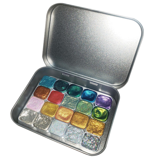 Bestseller Paint Set - 20 Colours -  Handmade Metallic Shimmer Watercolour Paint Palette - Holo, Chrome, Chameleon