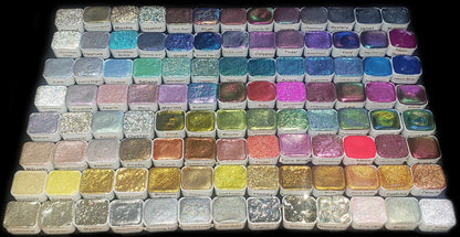 Huge Paint Set - 104 Colours -  Handmade Metallic Shimmer Watercolour Paint Palette - Holo, Chrome, Chameleon