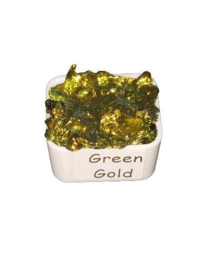 Green Gold *Flaky* Chameleon Handmade Watercolour Paint - Half Pan - Metallic Color Shift Paint
