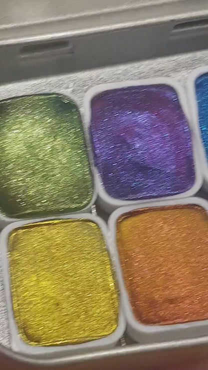 Vivid Series Vol 2 *Quarter Pan* Supershift Chameleon Watercolour Paint - Artist Palette Set - Colour Shifting Paint - Handmade