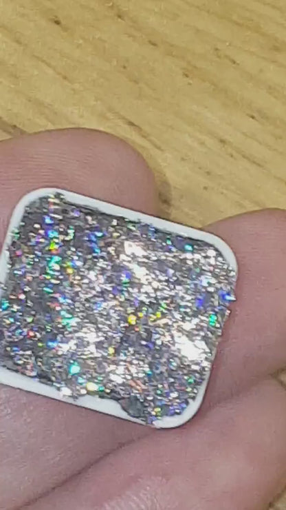Disco Ball - Handmade Holographic Watercolour Paint - Half Pan - Metallic Glitter Shiny Pearlescent Holo Chrome Shimmer