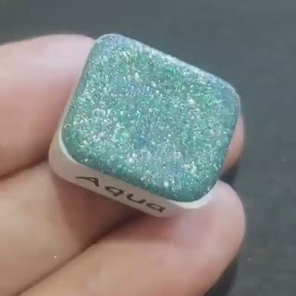 Aqua *Limited Edition* Chameleon + Holo Handmade Watercolour Paint - Half Pan - Chrome Metallic Color Shift Paint