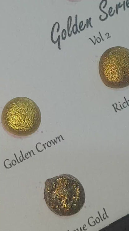 Golden Series Vol 2 - Handmade Gold Chrome Watercoulor Paint Dot Card - Set of 6 Colours - Sample Tester