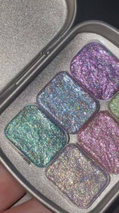 Planet Series *Quarter Pan* Holo Chameleon Watercolour Paint Artist Palette Set - Colour Shifting Paint - Handmade
