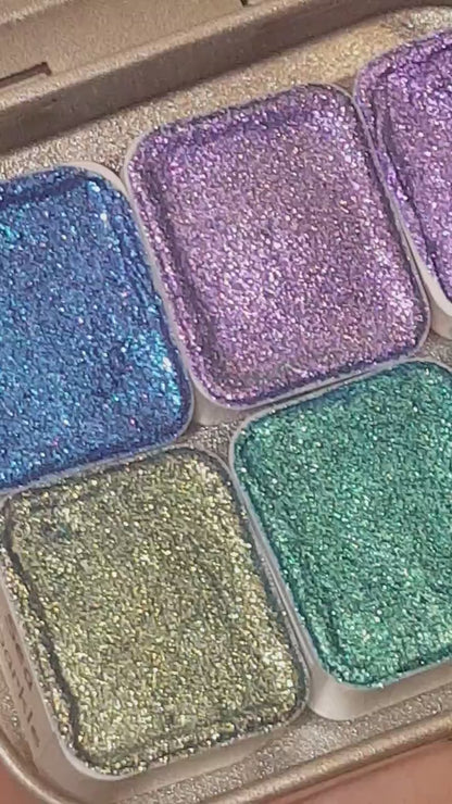 Ocean Series * Half Pan* Handmade Watercolour Glittery Paint Palette - Metallic Mica Paint Set - Artist Gift - Calligraphy Hand Lettering
