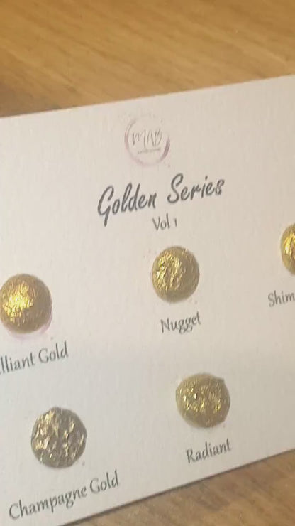 Golden Series Vol 1 - Handmade Gold Chrome Watercoulor Paint Dot Card - Set of 6 Colours - Sample Tester