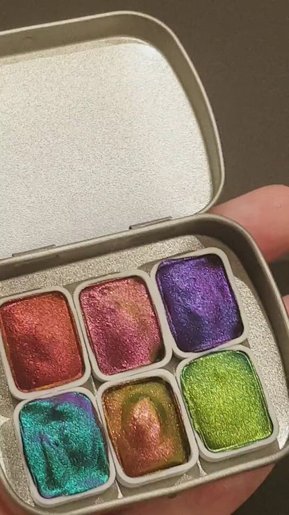 Vivid Series Vol 1 *Quarter Pan* Supershift Chameleon Watercolour Paint - Artist Palette Set - Colour Shifting Paint - Handmade