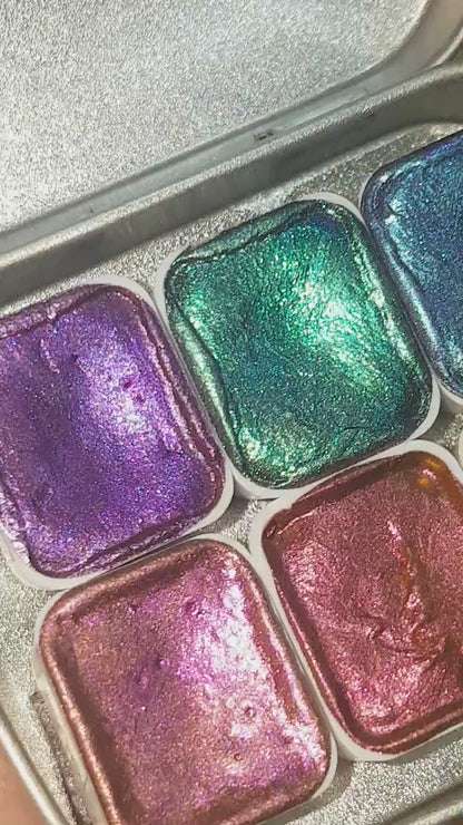 Celestial Series *Half Pan* Chameleon Watercolour Paint Artist Palette Set - Colour Shifting Paint - Handmade