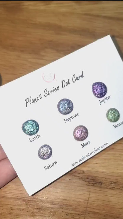 Planet Series Handmade Holo Chameleon Watercoulor Paint Dot Card - Set of 6 Colours - Sample Tester - Metallic Glitter Shimmer