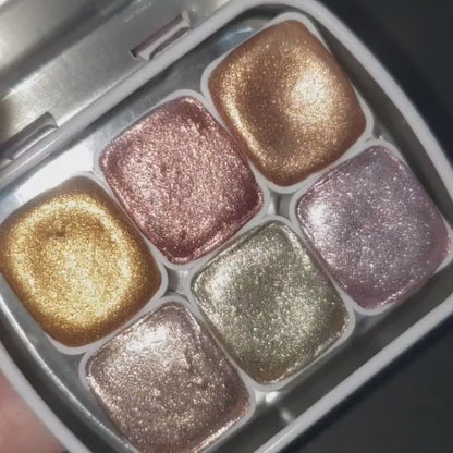 Pastel Series * Half Pan* Pastel Gold Chrome Watercolour Paint - Artist Palette Set - Handmade Metallic Paint