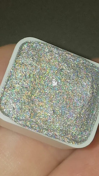 Unicorn Magic - Handmade Holographic Watercolour Paint - Half Pan - Metallic Glitter Shiny Pearlescent Holo Chrome Shimmer
