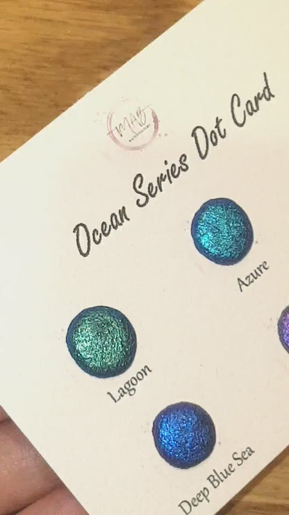 Ocean Series Handmade Chameleon Watercoulor Paint Dot Card - Set of 6 Colours - Sample Tester - Metallic Glitter Shimmer