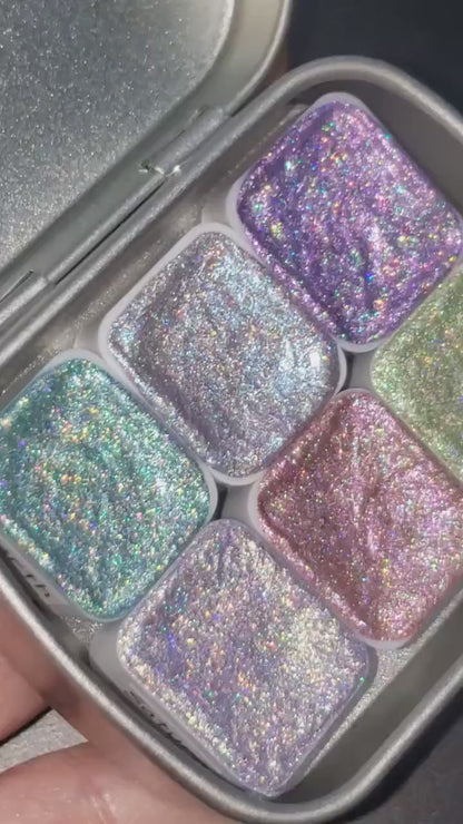 Planet Series *Half Pan* Holo Chameleon Watercolour Paint Artist Palette Set - Colour Shifting Paint - Handmade
