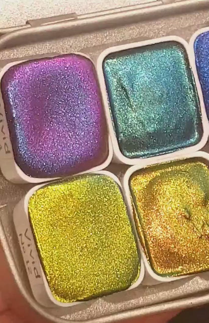 Vivid Series Vol 3 *Half Pan* Supershift Chameleon Watercolour Paint Artist Palette Set - Colour Shifting Paint - Handmade