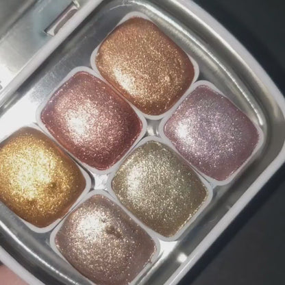 Pastel Series * Quarter Pan* Pastel Gold Chrome Watercolour Paint - Artist Palette Set - Handmade Metallic Paint