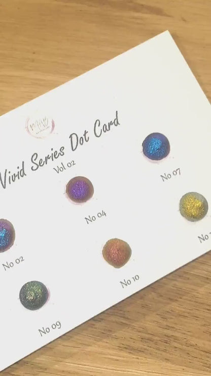Vivid Series Vol 2 Handmade Supershift Chameleon Watercoulor Paint Dot Card - Set of 6 Colours - Sample Tester - Metallic Glitter Shimmer